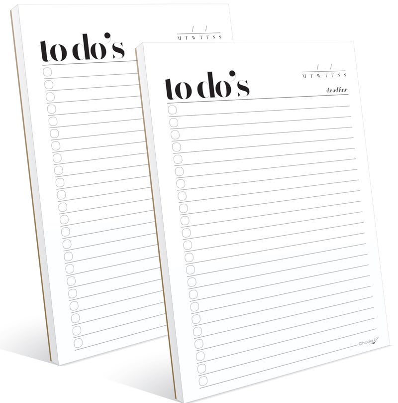 HADIGU To Do List Notepad - 2 Pack  A5 Size (8.3""x5.8"") Premium Thick Paper With Cardboard Back Support  Undated Daily Planner Notepad  Daily To Do List Notebook  Ruled Pages  Checkboxes  Deadline Column. - Image 1